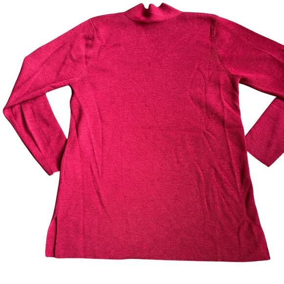 EILEEN FISHER Maroon Vneck Wool Womens Sweater Sz M - Picture 2 of 7